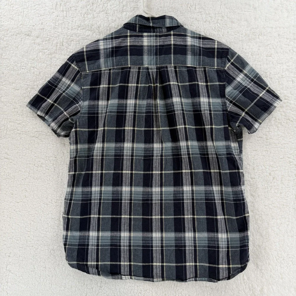 The North Face Shirt Mens Medium Blue Plaid‎ Short Sleeve Button Front